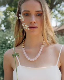 CRYSTAL PEARL HALSKÆDE – ROSENKVARTS